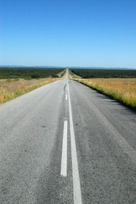 Long, straight, flat road south of Outjo