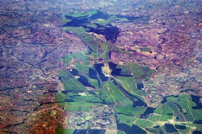 Large scale commercial farming surrounded by family plots, Western Kenya