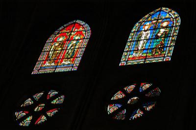 Stained glass windows at Notre Dame