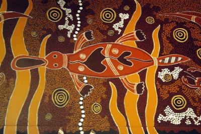 Aboriginal painting of a platypus, Sydney Aquarium