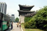 Police bus waiting outside the South Gate, Gyeongbokgung Palace