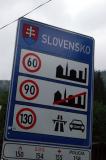 Slovakian speed limit notice