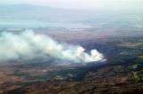 Forest fire along the rim of the Great Rift Valley just south of Lake Naivasha, Kenya