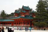 The Heian-jingu Shrine was built in 1895 as a 2/3 scale replica of the Heian-era Imperial Palace