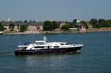 Boat sailing on the Rhein past Mainz