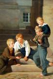Young boys playing in front of Christianborg Castle in Copenhagen, 1834, Constantin Hansen (1804-1880)