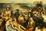 Scene of the Massacres of Scio; Greek Families awaiting death or slavery, 1824, Eugne Delacroix