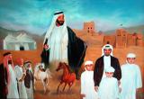 A painting of the Emir of Fujairahs family and Sheikh Zayed