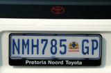 Gauteng province license plate