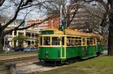 Old green Melbourne tram, Victoria Parade