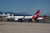 VH-VYB, Qantas 737 at Cairns (CNS) with Dash 8 VH-SBI