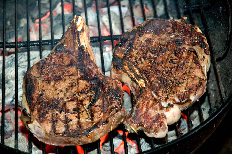 ribeye steaks on grill 24 july 2005