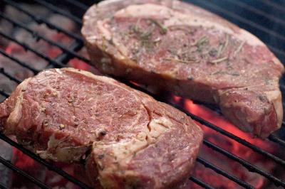 ribeye steaks grilling