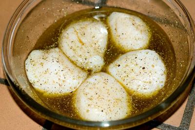scallops in oil and spices - prep