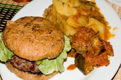 burger and sides