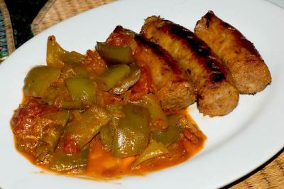 hot sausage with peperonata