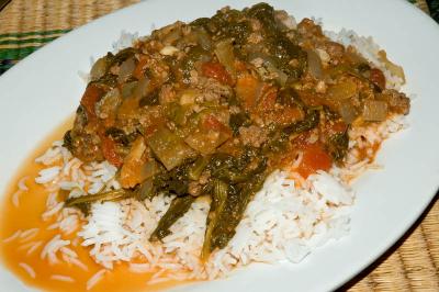 spinach beef and basmati rice