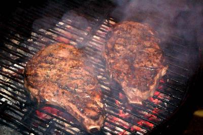 ribeye steaks on grill 18 august 2005