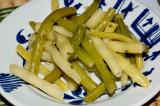 wax and green bean with garlic, lemon juice, oil, mint