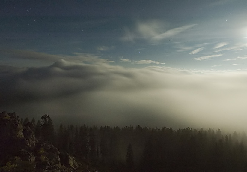 Moonlit Ground Fog looking north