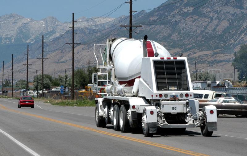 Backwards concrete truck