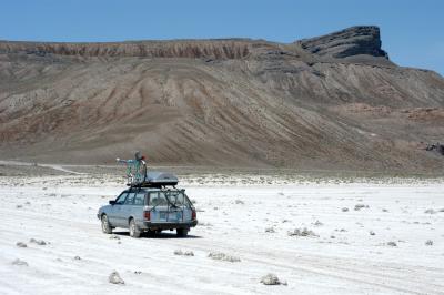 BLU WGN on playa next to Floating Island