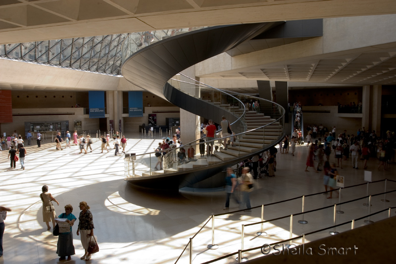 Inside Louvre with stairs