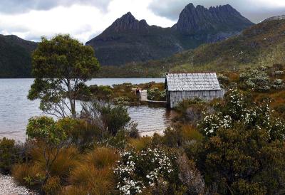 Cradle Mountain and Dove Lake with hut
