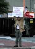 lone, early morning protester<br>(Iraq War veteran)
