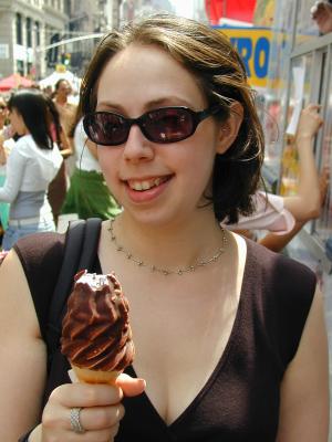 Debbie with a Chocolate-Dipped-Ice Cream (7/3/05)