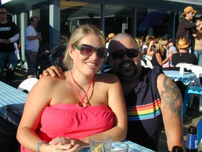 Heather and Brian Flores, Lunch at Sam's (10/7/05)