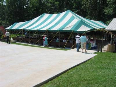 tent where the table and chairs are at