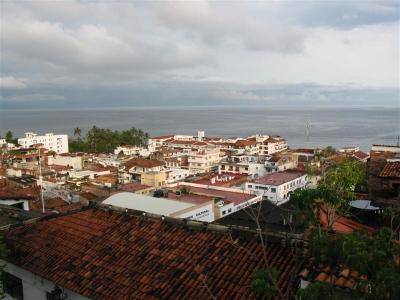 View out the front of the roof-top Palapa