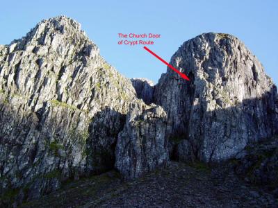 Crypt route climb on Church Buttress Glencoe