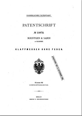 Boentgen & Sabin, 1880