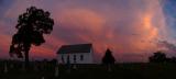 Glowing Sky Above The Old Brick Church