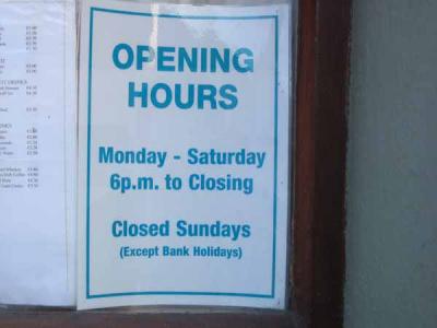 Opening hours, Ballyvaughan
