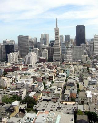 the TransAmerica tower in the center