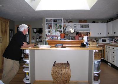 The kitchen with a skylight
