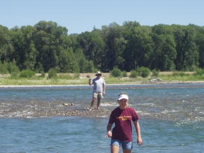 Playing in the Snake River at Wilson Beach