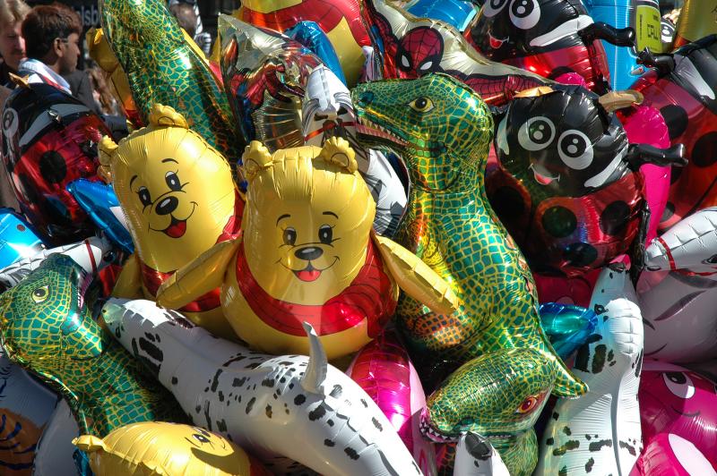 Colorful balloons are a May 17 tradition