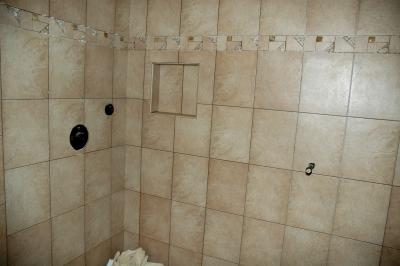 End of the second week:  Shower is tiled