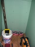 End of the first week:  Linen closet walls, ceiling and floor installed