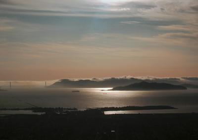 Fog like a tidal wave around Golden Gate Bridge