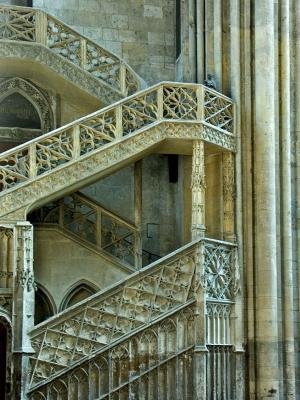 Stairway in Rouen Cathederale by Richard B