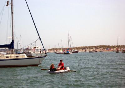 Rowing ashore at East Head, in Chichester Harbour