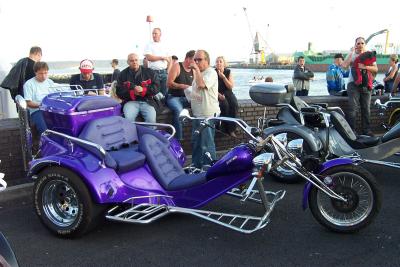 A purple trike among the thousands of motorbikes which descended on Poole quayside
