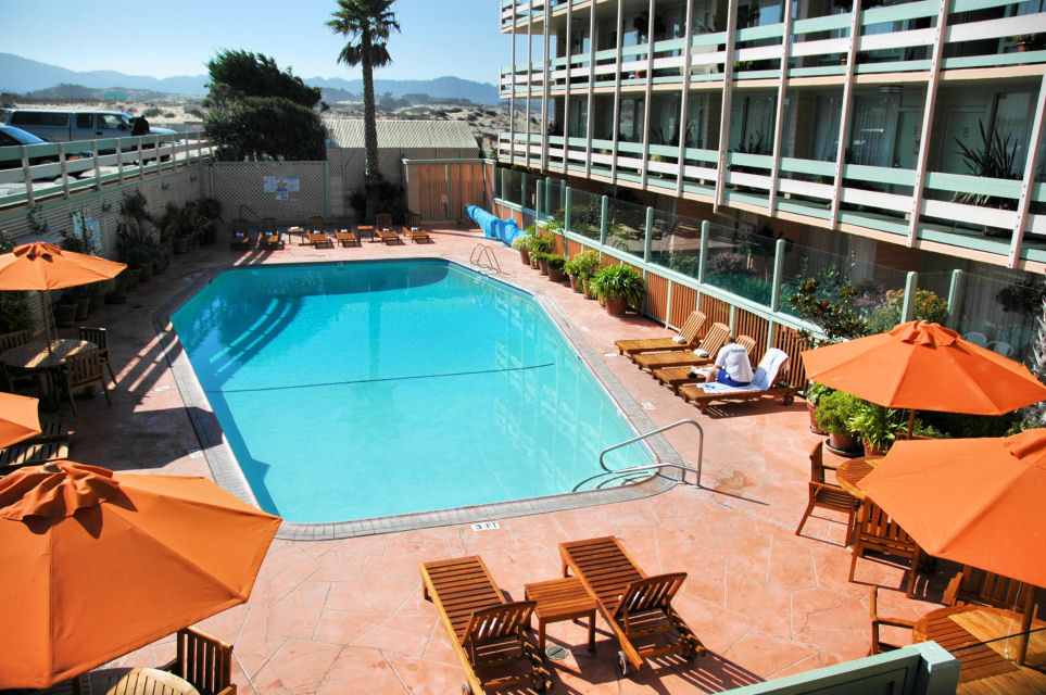 View of the pool at our hotel in Monterey