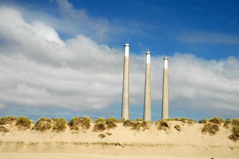 The stacks as seen from the beach.