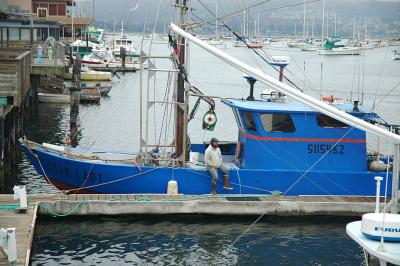 Boat docked in Morro Bay.
